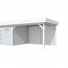 Tuinhuis Tapuit 300 x 300 cm met Luifel 400 cm, lichtgrijs/wit gespoten.