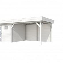 Tuinhuis Tapuit 300 x 300 cm met Luifel 400 cm, wit gespoten.