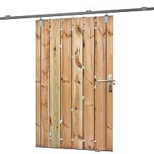 Grenen Schuifpoort recht 16mm st. frame 130x195cm incl. hang- en sluitwerk