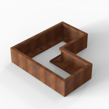 Bloembak Module+ Corten L-vorm 60x120x120x28cm