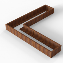Bloembak Module+ Corten L-vorm 60x270x270x28cm