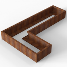 Bloembak Module+ Corten L-vorm 60x240x150x28cm