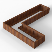 Bloembak Module+ Corten L-vorm 60x240x180x28cm