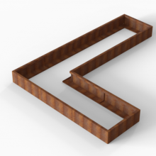 Bloembak Module+ Corten L-vorm 90x360x270x28cm