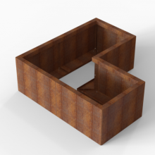 Bloembak Module+ Corten L-vorm 60x120x120x42cm