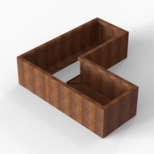 Bloembak Module+ Corten L-vorm 60x150x150x42cm