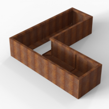 Bloembak Module+ Corten L-vorm 60x180x180x42cm
