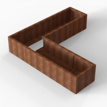Plantenbak Module+ Corten L-vorm 60x210x210x42cm
