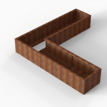 Bloembak Module+ Corten L-vorm 60x240x240x42cm