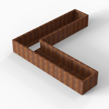 Bloembak Module+ Corten L-vorm 60x270x270x42cm