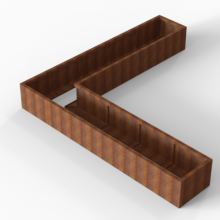 Plantenbak Module+ Corten L-vorm 60x300x300x42cm