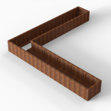 Bloembak Module+ Corten L-vorm 60x360x360x42cm