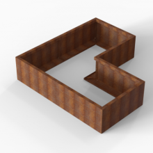 Bloembak Module+ Corten L-vorm 90x180x180x42cm