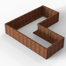 Bloembak Module+ Corten L-vorm 90x210x210x42cm
