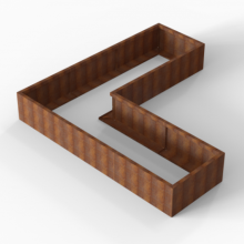 Bloembak Module+ Corten L-vorm 90x270x270x42cm