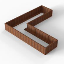 Bloembak Module+ Corten L-vorm 90x300x300x42cm