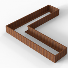 Bloembak Module+ Corten L-vorm 90x360x360x42cm