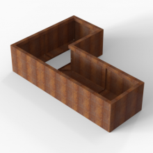 Bloembak Module+ Corten L-vorm 60x120x180x42cm