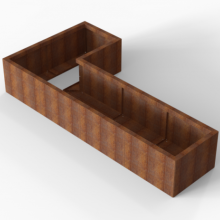 Bloembak Module+ Corten L-vorm 60x120x240x42cm