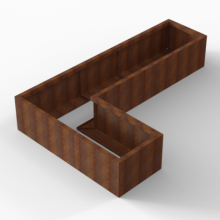 Bloembak Module+ Corten L-vorm 60x240x150x42cm