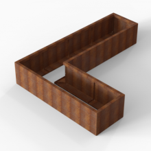 Bloembak Module+ Corten L-vorm 60x240x180x42cm