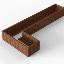 Bloembak Module+ Corten L-vorm 60x330x150x42cm