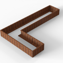 Bloembak Module+ Corten L-vorm 90x450x270x42cm