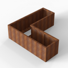 Bloembak Module+ Corten L-vorm 60x180x180x56cm
