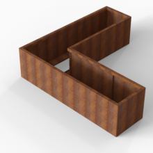 Bloembak Module+ Corten L-vorm 60x210x210x56cm