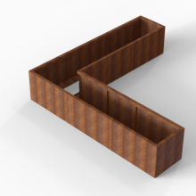 Bloembak Module+ Corten L-vorm 60x270x270x56cm