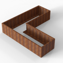 Bloembak Module+ Corten L-vorm 90x270x270x56cm