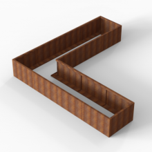 Bloembak Module+ Corten L-vorm 90x360x360x56cm