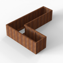 Bloembak Module+ Corten L-vorm 60x240x180x56cm