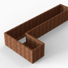Plantenbak Module+ Corten L-vorm 60x330x150x56cm