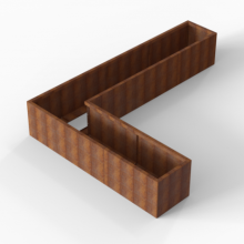 Bloembak Module+ Corten L-vorm 60x330x240x56cm