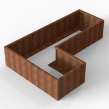 Bloembak Module+ Corten L-vorm 90x270x180x56cm