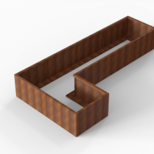 Bloembak Module+ Corten L-vorm 90x360x180x56cm