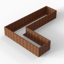 Bloembak Module+ Corten L-vorm 90x360x270x56cm