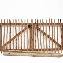 Kastanjehout Poort dubbel 100x200cm incl. hang- en sluitwerk, 2st. poortpalen