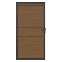 NewTechWood Poort Vlak Hor. Teak alum. frame 100x195cm