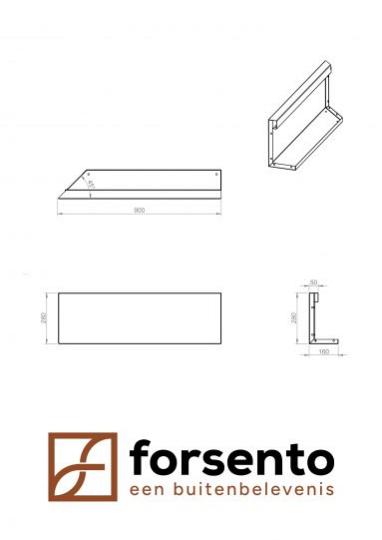 Module+ Corten hoekpaneel-L UITW. B 90x28cm