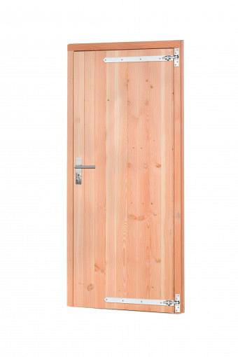 Douglas Deur enkel dicht 90x201cm verzinkte hengen / RVS beslag, rechtsdr., kleurl. geimpr.
