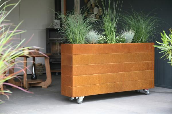 Bloembak Modulair Corten 210x90x42cm