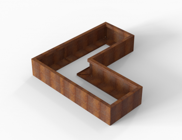 Bloembak Module+ Corten L-vorm 60x150x150x28cm
