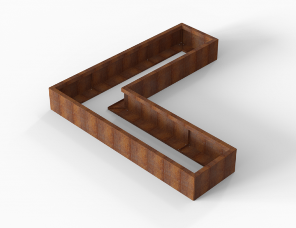 Plantenbak Module+ Corten L-vorm 60x210x210x28cm