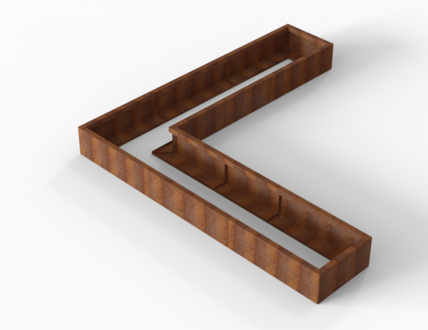 Bloembak Module+ Corten L-vorm 60x270x270x28cm