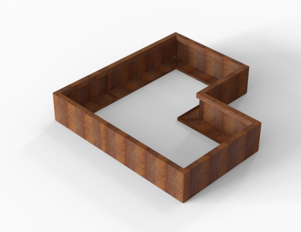Bloembak Module+ Corten L-vorm 90x150x150x28cm