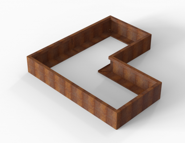 Bloembak Module+ Corten L-vorm 90x180x180x28cm