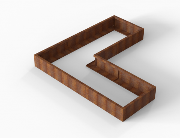 Bloembak Module+ Corten L-vorm 90x240x240x28cm