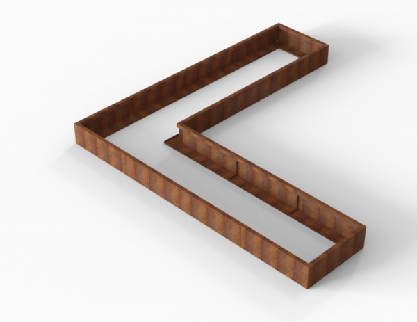 Plantenbak Module+ Corten L-vorm 90x360x360x28cm
